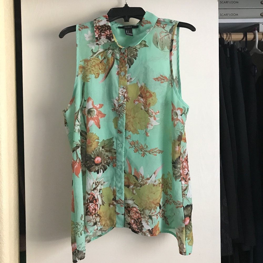 Forever 21 Sheer Floral Top